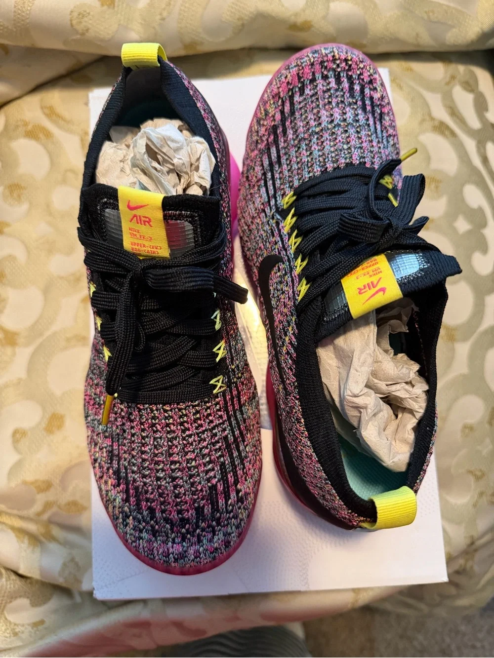 Nike Women Multicolor Flyknit Sneakers with Pink Translucent Sole - Picture 2 of 4